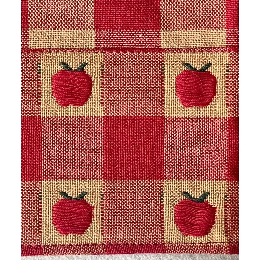 Park Imports & Designs Red Tan Apple and Checked Kitchen Tea Towel 30